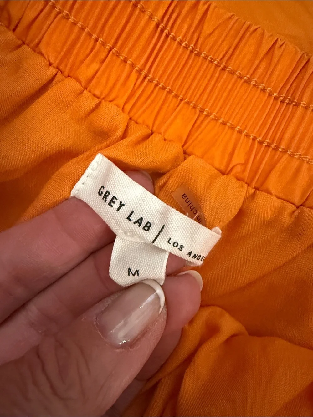 GREY LAB Orange Button-Up Shirt with Matching Orange Shorts Set Size Medium